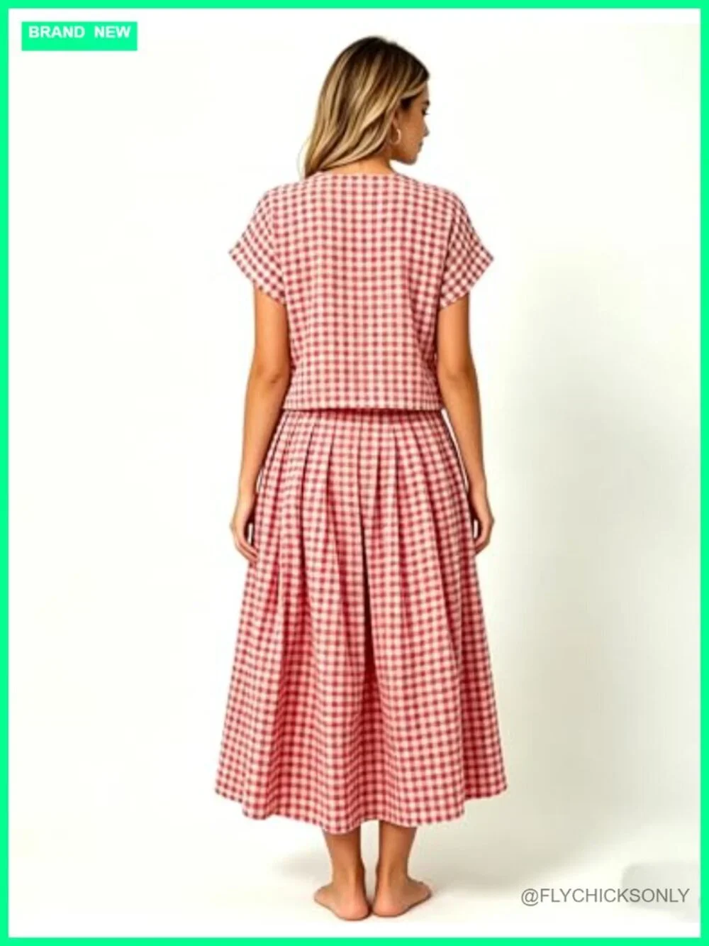 Plaid Skirt Set with Crop Top and Pockets Two Piece Outfit